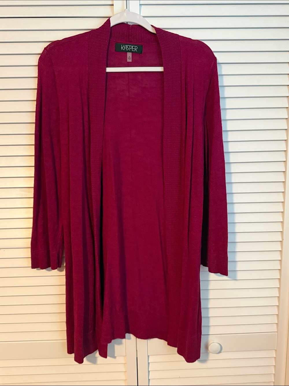 Kasper Open-Front Cardigan in Berry Pink